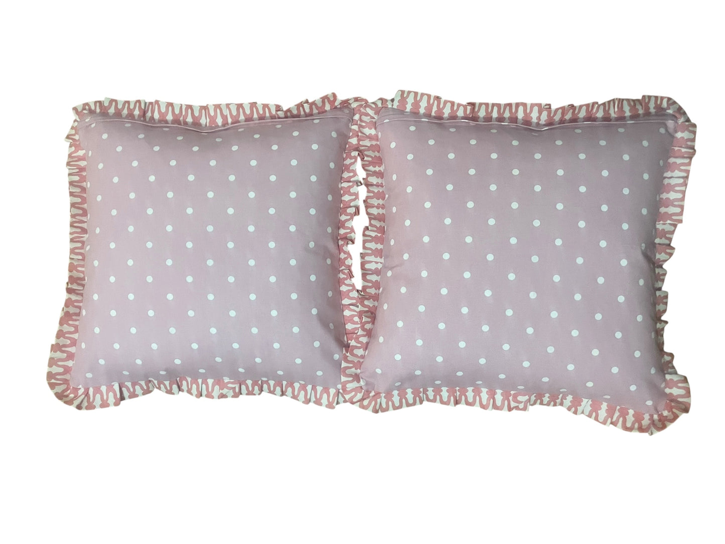 Pair of 22" Ruffled Feather Cushions Charlotte Gaisford Fabric